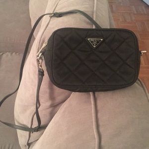 Prada mini nylon bag with leather strap